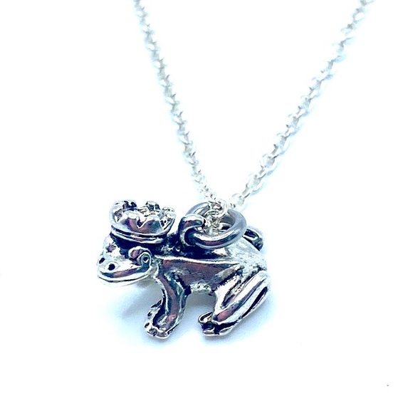 Frog Necklace Wearing Prince Crown - Picture 1 of 8